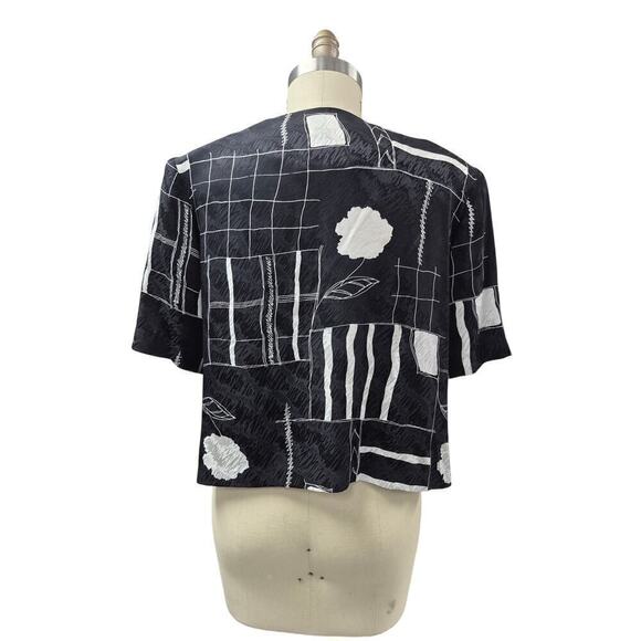 VTG DONCASTER 100% Silk Skirt/Blouse Set Black & White Sz 16 NWOT - Picture 6 of 9
